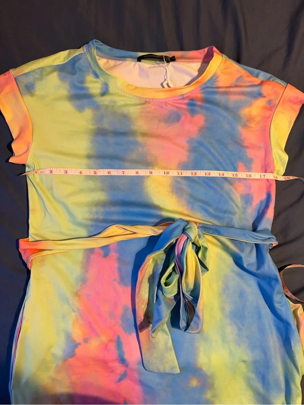 Pastel Tie-Dye Midi Dress with Self Tie Belt - Picture 4 of 5